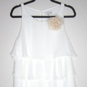 White Mini Party Dress with Flower detail - Size large